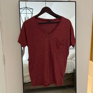 Urban Outfitters Truly Madly Deeply Small V-Neck Oversized Red T-Shirt w/ Pocket